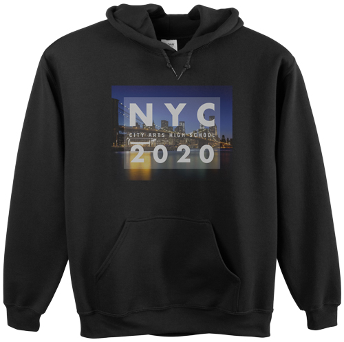 City Vacation Custom Hoodie, Double Sided, Adult (M), Black, White
