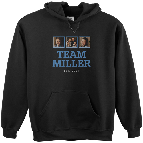 Team Family Gallery Custom Hoodie, Double Sided, Adult (M), Black, Blue, light blue
