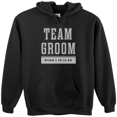 Team Groom Custom Hoodie, Double Sided, Adult (M), Black, Black