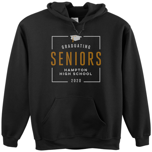 Graduating Seniors Custom Hoodie, Single Sided, Adult (M), Black, Black