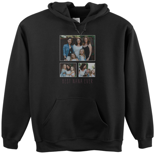 Family Gallery of Three Custom Hoodie, Double Sided, Adult (M), Black, White