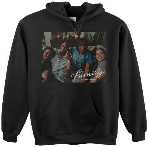 Family Letters Custom Hoodie, Double Sided, Adult (M), Black, White