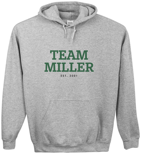 Team Family Custom Hoodie, Double Sided, Adult (M), Gray, Green