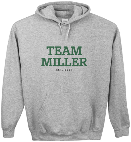 Team Family Custom Hoodie, Double Sided, Adult (M), Gray, Green, lime