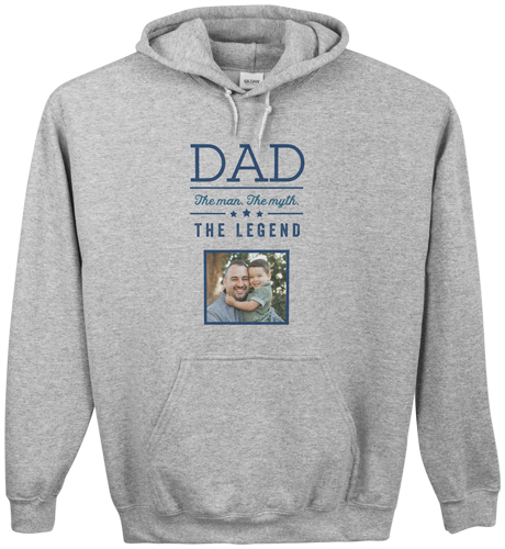 Dad Legend Custom Hoodie, Double Sided, Adult (M), Gray, Blue