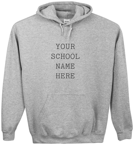 School Name Here Custom Hoodie, Single Sided, Adult (M), Gray, White