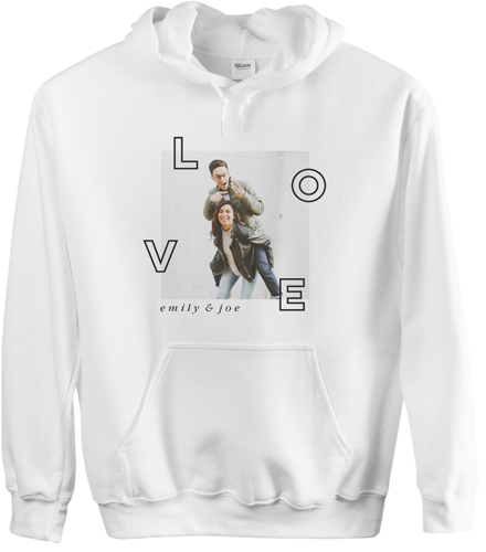 Space for Love Custom Hoodie, Single Sided, Adult (L), White, Black, black