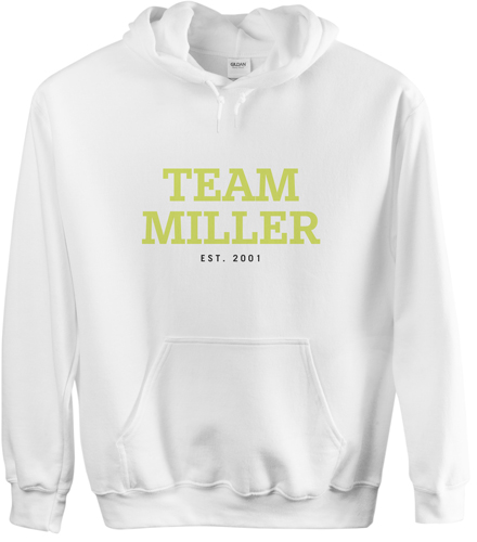 Team Family Custom Hoodie, Double Sided, Adult (L), White, Green