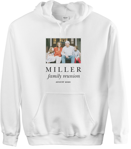 Reunion Gallery of One Custom Hoodie, Single Sided, Adult (L), White, White, white