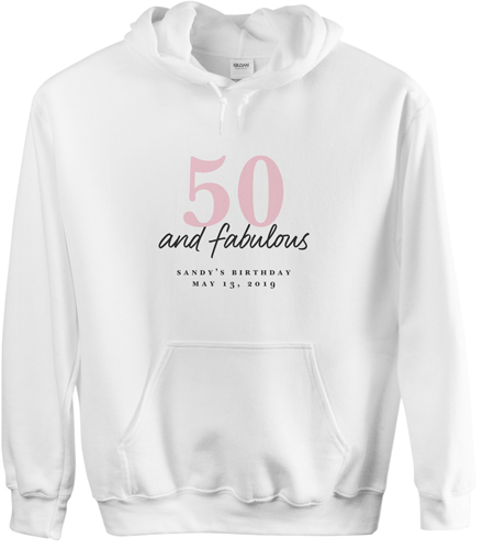 Fabulous Birthday Custom Hoodie, Single Sided, Adult (L), White, Gray