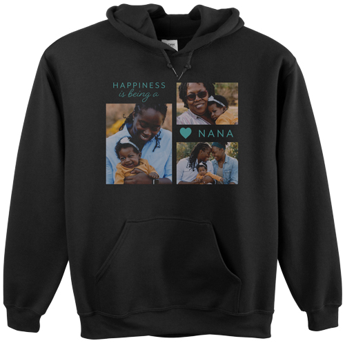 Happy Heart Custom Hoodie, Double Sided, Adult (L), Black, Blue, boardwalk