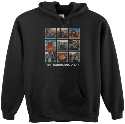 Vacation Gallery of Nine Custom Hoodie, Double Sided, Adult (L), Black, White