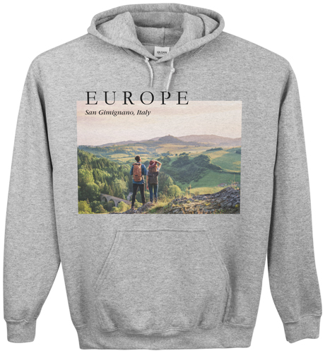 Magazine Cover Custom Hoodie, Double Sided, Adult (L), Gray, White, white