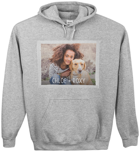 Watercolor Edge Custom Hoodie, Double Sided, Adult (L), Gray, Gray, silver lining