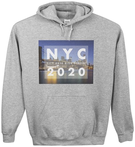City Vacation Custom Hoodie, Double Sided, Adult (L), Gray, White