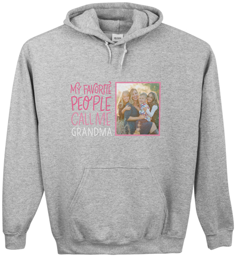 Call Me Grandma Custom Hoodie, Single Sided, Adult (L), Gray, Pink