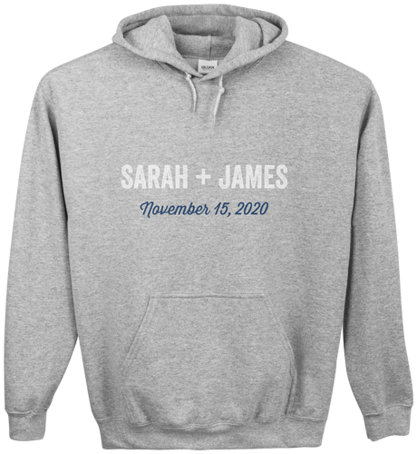 Wedding Your Text Here Custom Hoodie, Double Sided, Adult (L), Gray, White