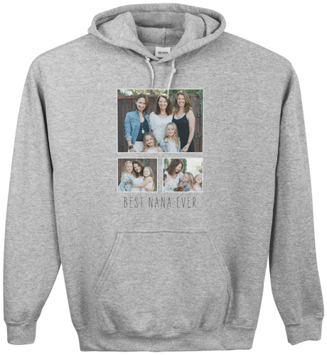 Family Gallery of Three Custom Hoodie, Double Sided, Adult (L), Gray, White, white