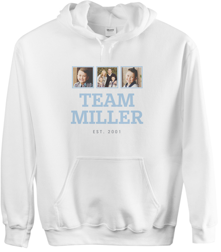 Team Family Gallery Custom Hoodie, Single Sided, Adult (XL), White, Blue, light blue