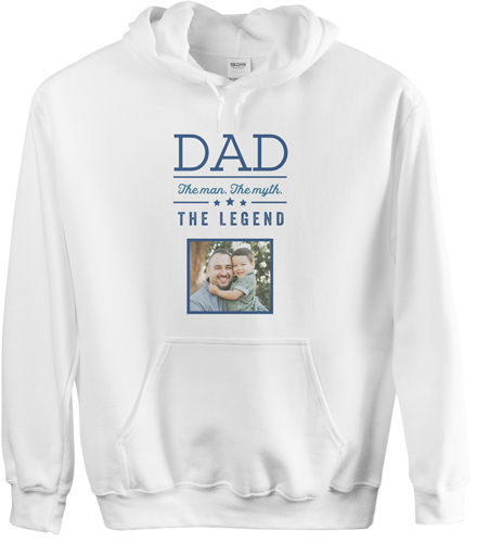 Dad Legend Custom Hoodie, Double Sided, Adult (XL), White, Blue