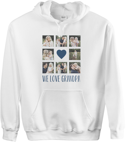 Heart Grid Custom Hoodie, Double Sided, Adult (XL), White, Blue