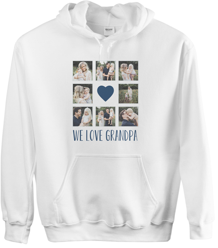Heart Grid Custom Hoodie, Single Sided, Adult (XL), White, Blue, navy