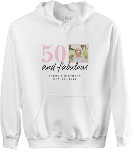 Fabulous Birthday Custom Hoodie, Single Sided, Adult (XL), White, Pink