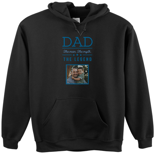 Dad Legend Custom Hoodie, Double Sided, Adult (XL), Black, Blue, bright indigo