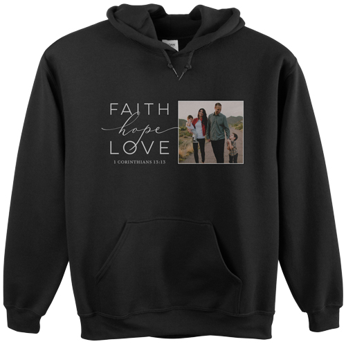 Faith Hope Love Gallery Custom Hoodie, Double Sided, Adult (XL), Black, Black