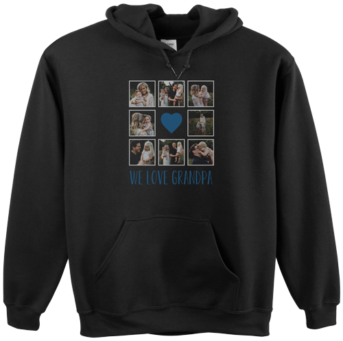 Heart Grid Custom Hoodie, Double Sided, Adult (XL), Black, Blue, navy