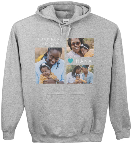 Happy Heart Custom Hoodie, Single Sided, Adult (XL), Gray, Blue, boardwalk