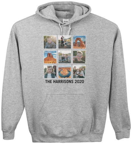 Vacation Gallery of Nine Custom Hoodie, Double Sided, Adult (XL), Gray, White, white