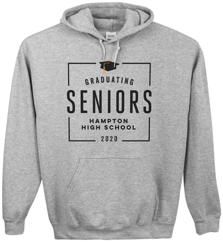 Graduating Seniors Custom Hoodie, Single Sided, Adult (XL), Gray, Black