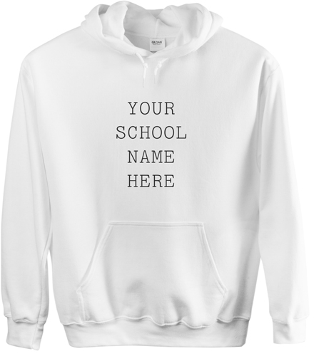 School Name Here Custom Hoodie, Single Sided, Adult (XXL), White, White