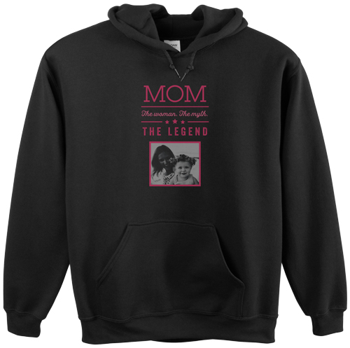 Mom Legend Custom Hoodie, Single Sided, Adult (XXL), Black, Pink