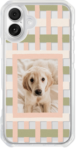 Pastel Plaid iPhone Clear Impact Case, With Magsafe, Impact Clear, iPhone 16 Plus, White