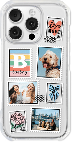 Stamp Collage iPhone Clear Impact Case, Without Magsafe, Impact Clear, iPhone 16 Pro, White, white
