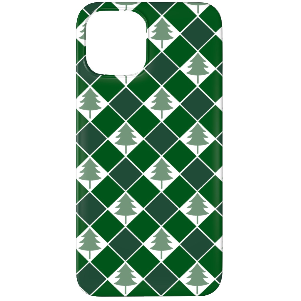 Christmas Tree Checkers - Green Phone Case, Silicone Liner Case, Matte, iPhone 11 Pro Max, Green, Classic Green