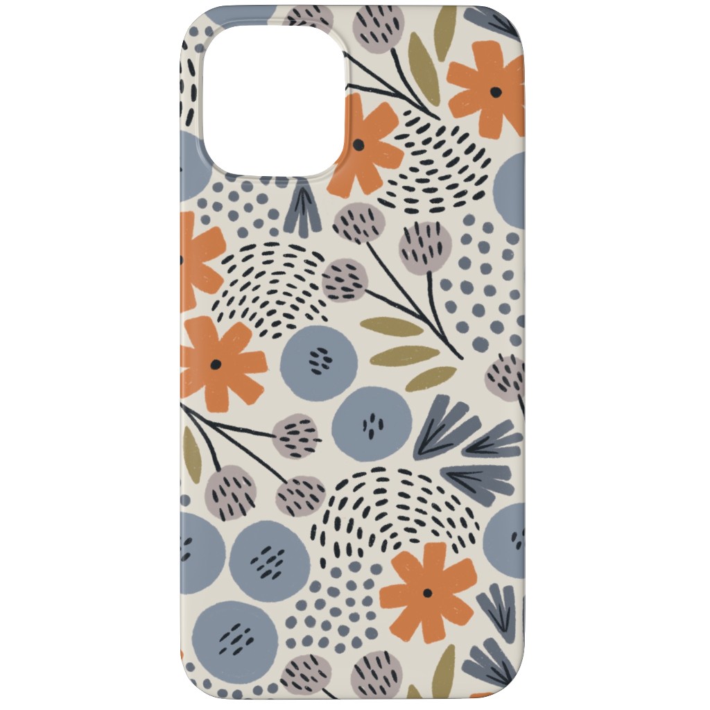 Phyllis Floral - Orange and Blue Phone Case, Silicone Liner Case, Matte, iPhone 11 Pro Max, Multicolor