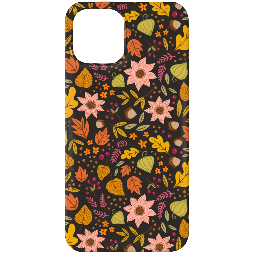 Autumn Floral - Dark Phone Case, Silicone Liner Case, Matte, iPhone 11 Pro Max, Multicolor