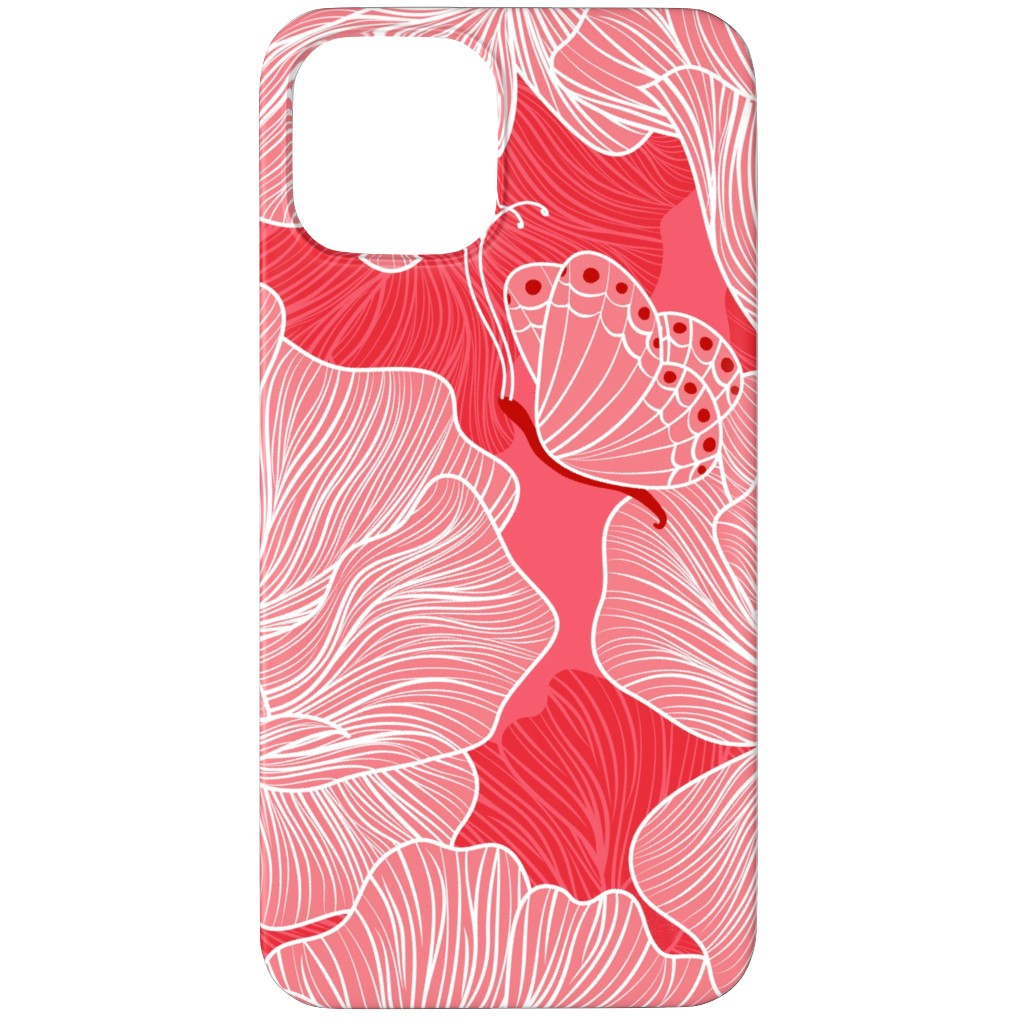 Floral & Butterflies on Scarlet Phone Case, Silicone Liner Case, Matte, iPhone 11 Pro Max, Pink, Bright Pink