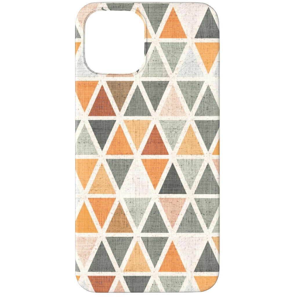 Triangles - Grey and Orange Phone Case, Slim Case, Matte, iPhone 11 Pro Max, Multicolor