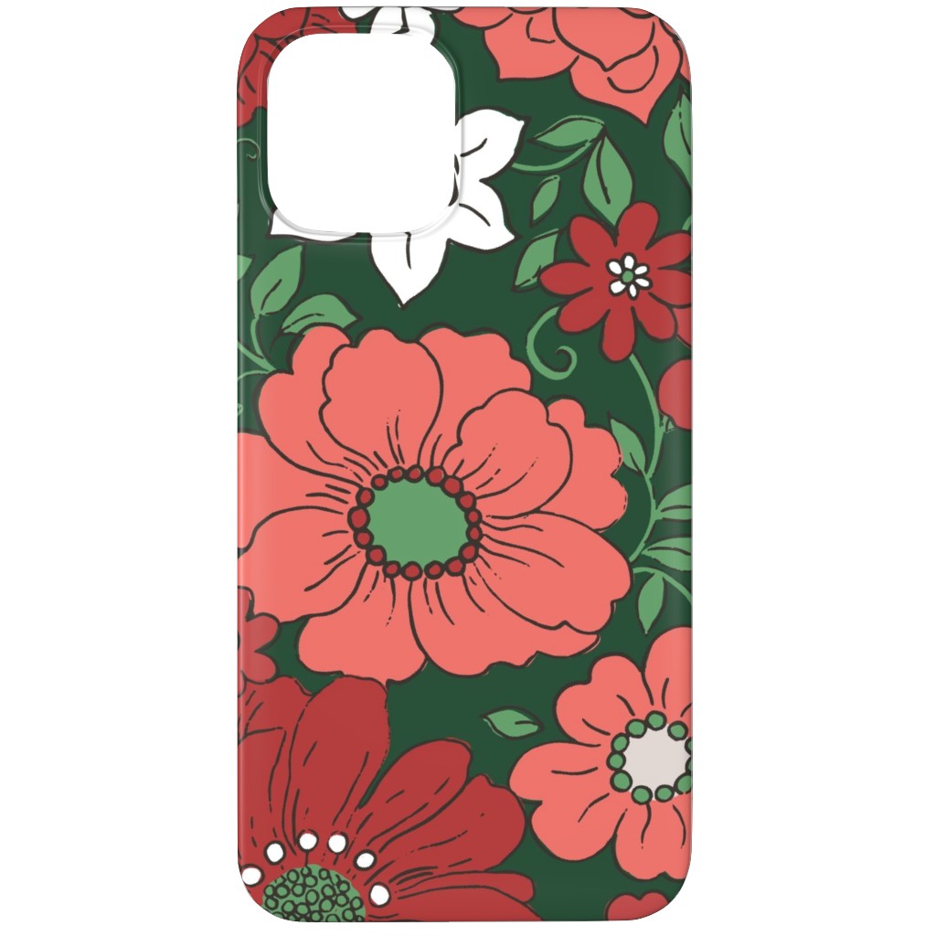 Camilla Retro Floral Christmas - Red and Green Phone Case, Slim Case, Matte, iPhone 11 Pro Max, Multicolor