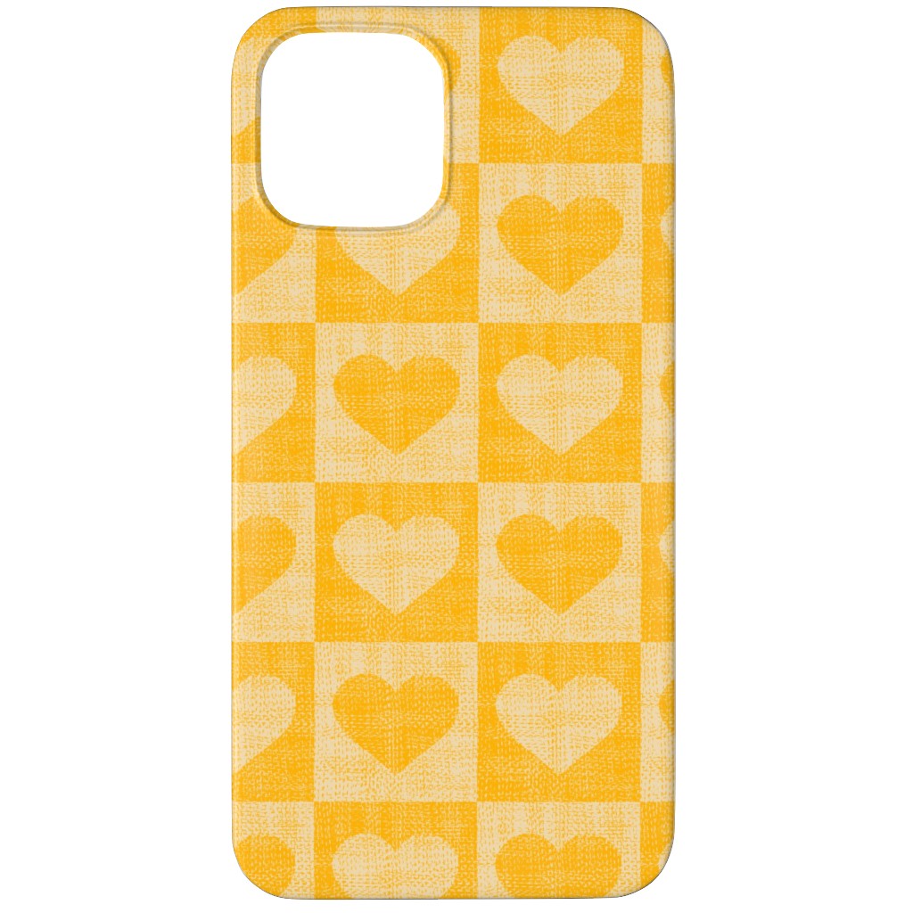 Love Hearts Check - Yellow Phone Case, Slim Case, Matte, iPhone 11 Pro Max, Yellow