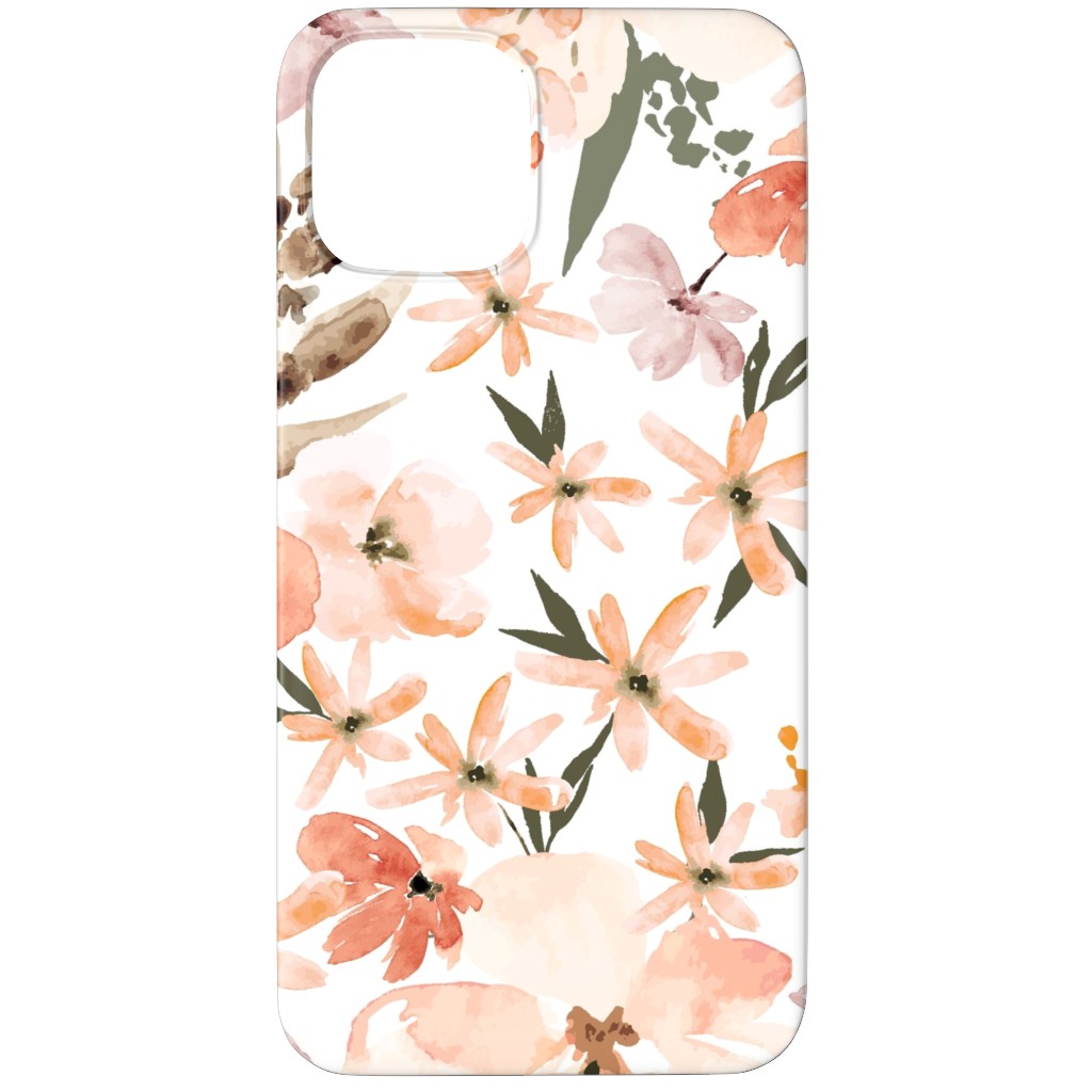 Earth Tone Floral Summer in Peach & Apricot Phone Case, Slim Case, Matte, iPhone 11 Pro Max, Pink