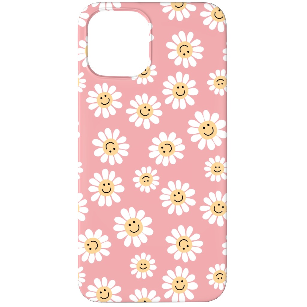 Smiley Daisy Flowers - Pink Phone Case, Silicone Liner Case, Matte, iPhone 11 Pro, Pink, Bright Pink