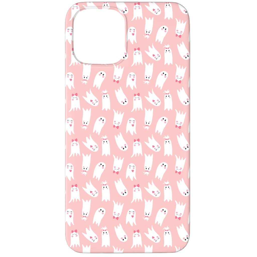 Sweet White Ghosts on Pink Phone Case, Silicone Liner Case, Matte, iPhone 11 Pro, Pink, Bright Pink