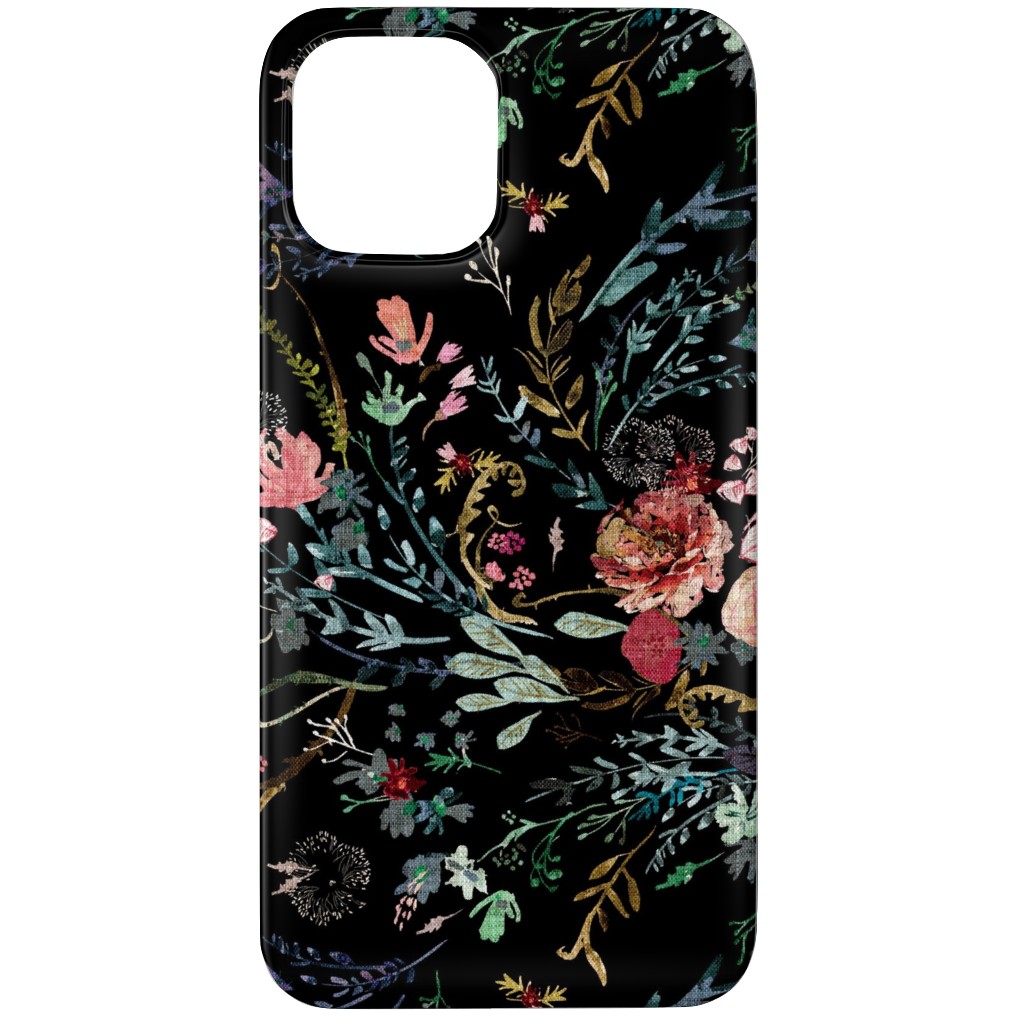 Fable Floral - Black Phone Case, Silicone Liner Case, Matte, iPhone 11 Pro, Black