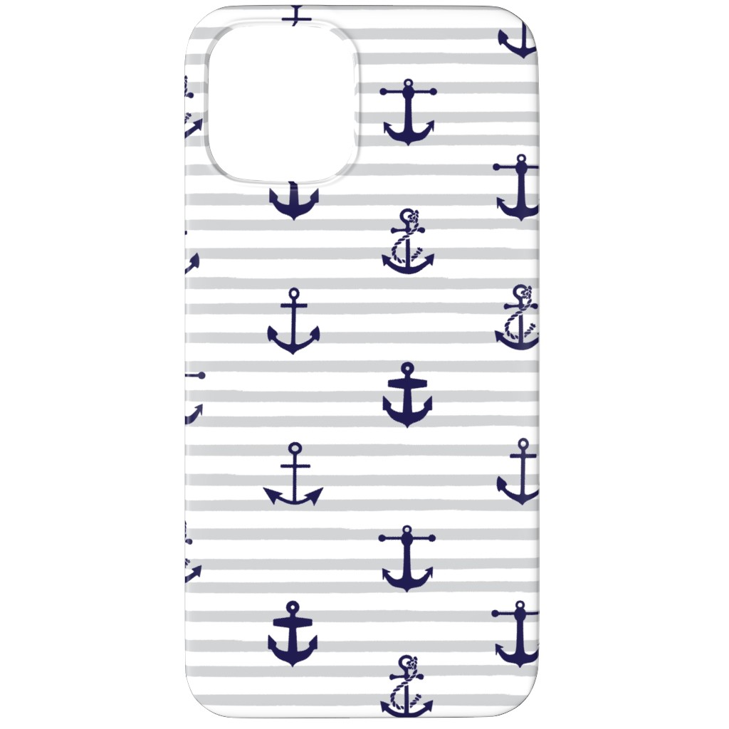 Anchors Away - Black on Gray Stripes Phone Case, Silicone Liner Case, Matte, iPhone 11 Pro, Gray