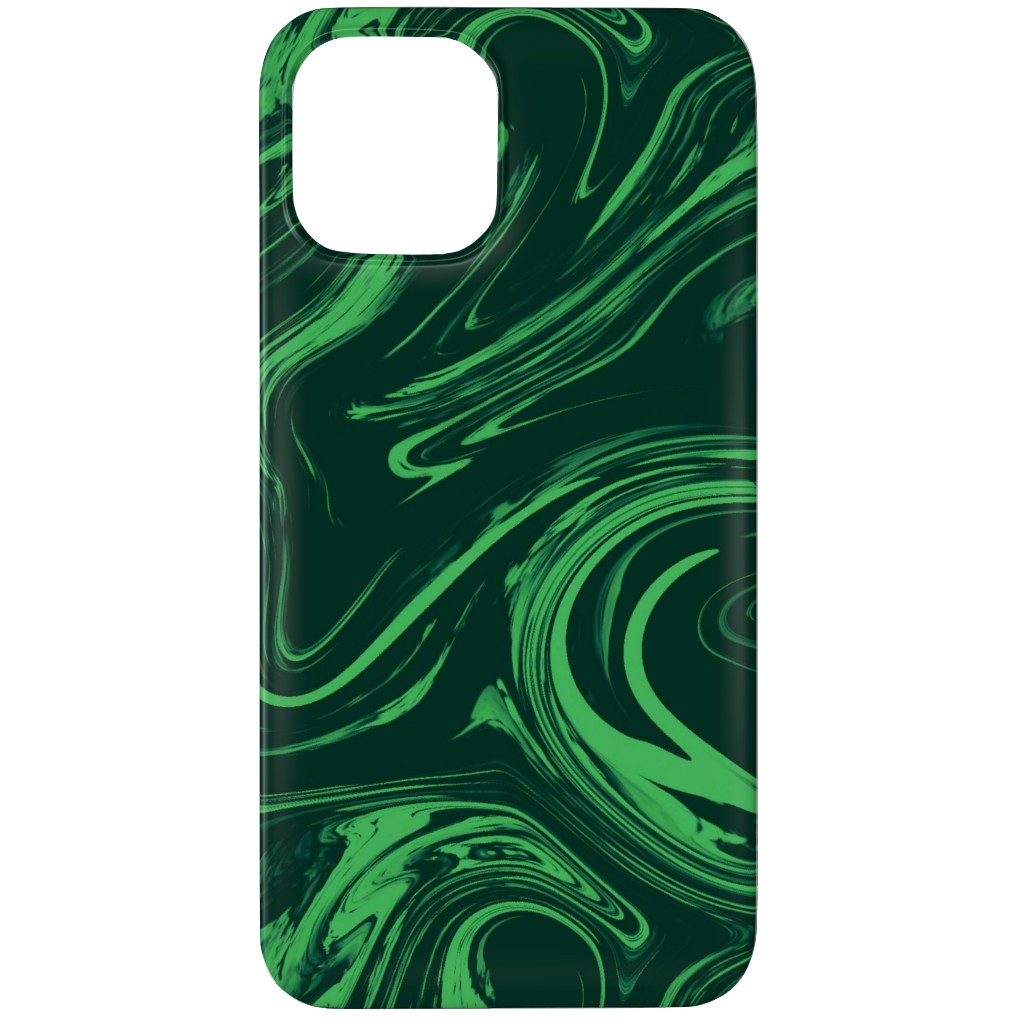 Marbled Paper - Deep Emerald Phone Case, Silicone Liner Case, Matte, iPhone 11 Pro, Green